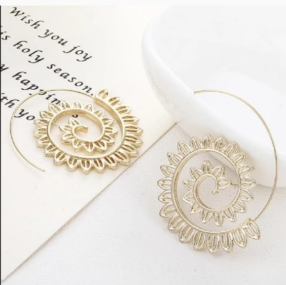 Gold or Silver Spiral Leaf Infinity Earrings - Picture 8 of 10